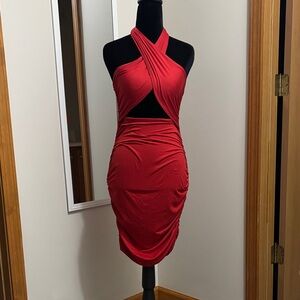 Elegant Red Halter Dress